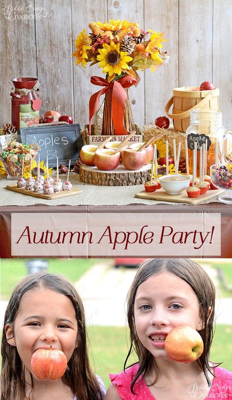 Autumn Apple Party!  Fun Apple party with apple themed food and games!! #shop #FlavorofFall #CollectiveBias Lollipop Ghost, Halloween Games For Kids Party, Apple Theme Parties, Games For Kids Party, Ghost Lollipops, Childrens Party Games, Apple Party, Ghost Craft, Fall Party Food