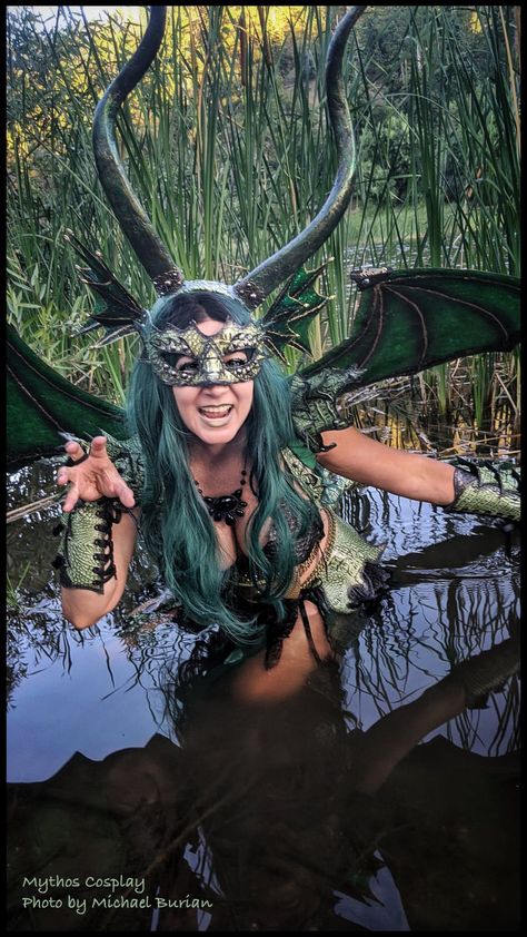 Dragon Fairy Cosplay, Dragon Cosplay, Dragon Project, Enchanted Forest Party, Forest Party, Dragon Costume, Water Dragon, Green Dragon, Fantasy Costumes