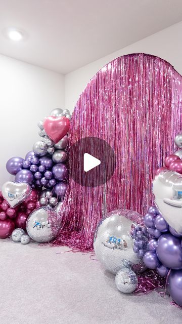 Your Big Day - Charlotte based party stylist on Instagram: "Ready for Galentine’s Day?? Here’s is the perfect backdrop. All the shimmer, disco, foils in one setup!! #valentinesdaydecoration #valentinesday #galentinesday #valentinesdecor #galentinesdecor #valentinesbackdrop #discobackdrop #foilcurtainbackdrop #shimmerbackdrop #discoballs #discovalentines #discogalentines #charlottebackdrop #charlottevalentines #charlottegalentines #metallicballoons #asmr #asmrballoons #asmrsounds" Shimmer Curtain Backdrop, Disco Backdrop, Foil Backdrop, Shimmer Backdrop, Balloons Ideas, Foil Curtain, Curtain Backdrops, Metallic Balloons, Balloon Backdrop