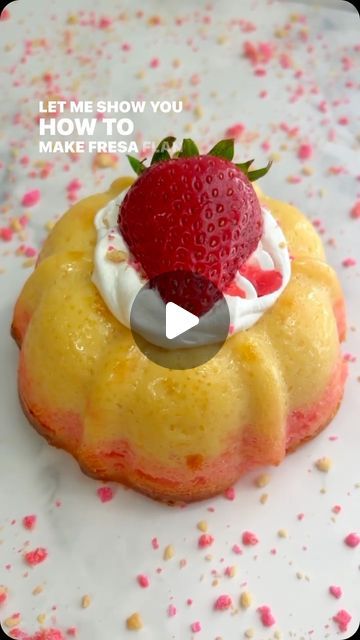 Sofy Saavedra on Instagram: "Ingredients 🍓 🍮 •1 box strawberry cake mix + box ingredients •14 oz evaporated milk (1 can) •12 oz sweetened condensed milk (1 can) •4 eggs •1 tsp vanilla •Bake at 350 -23 mins or until toothpick comes out clean *Mini Bundt pan @wiltonbrands @wiltoncakes 🍓 🍮 🍓 #strawberry #strawberries #strawberrycrunch #flan #recipe #chocoflan" Strawberry Chocoflan, Strawberry Flan Cake, Strawberry Flan Cake Recipe, Box Strawberry Cake, Strawberry Flan, Flan Cake, Mini Bundt, Strawberry Cake Mix, Flan Recipe