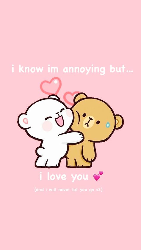 I Love You Cute Pics, Cute Love Illustration, Cute Bear Couple, Cute Cartoon Quotes, Teddy Bear Quotes, Milk And Mocha, Romantic Picture, Milk Mocha, I'm Annoying