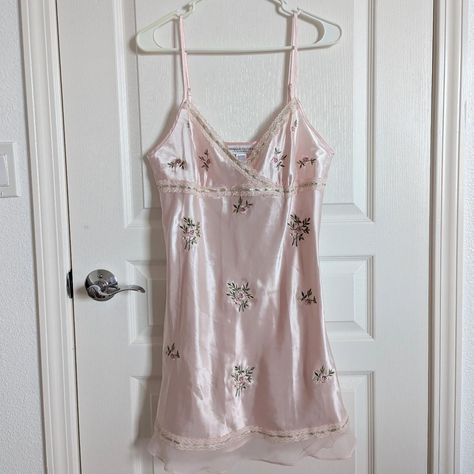 Vintage light pink embroidered satin nightgown. Like... - Depop Satin Nightgown, Vintage Lighting, Night Gown, Light Pink, Lounge Wear, Like New, Satin, Tags, Pink