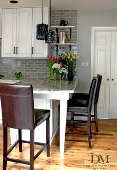 Kitchen Backsplash Transition To Wall, Backsplash Transition To Wall, Backsplash Transition, Peninsula Table, Backsplash Height, Peninsula Kitchen Design, Short Kitchen, Small Bookshelves, Kitchen Projects Design