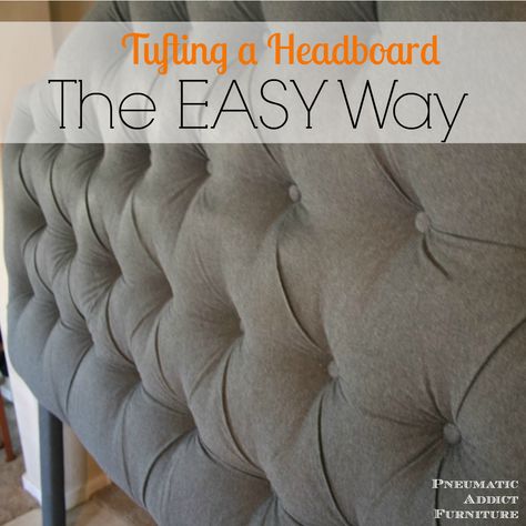 Furniture Tufted Headboard Tutorial, Diy Tufted Headboard, Headboard Tutorial, Tufted Headboards, Diy Headboards, Diy Headboard, Tufted Headboard, Redo Furniture, Upholstered Headboard