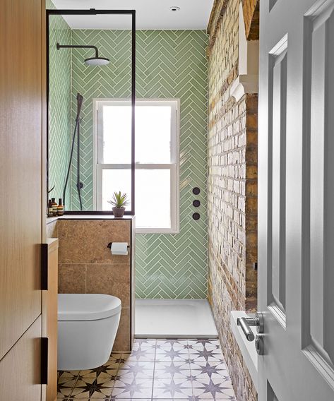 What’s the best layout for a narrow bathroom? | Tiny House Bathroom Layout, Narrow Bathroom Layout, Tiny Shower Room, Small Narrow Bathroom, Narrow Bathroom Designs, Small Bathroom Layout, Space Saving Bathroom, Narrow Bathroom, Eclectic Bathroom