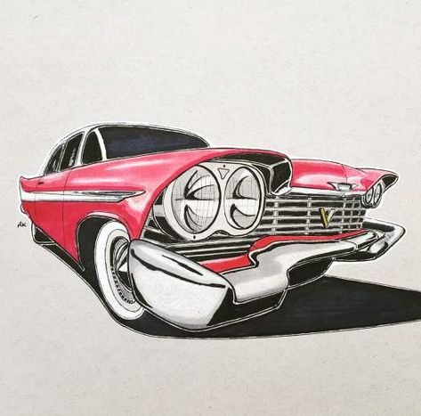 Classic Car Drawing, Cartoon Car Drawing, Car Dream, Carros Vintage, Shading Drawing, Alfa Romeo Stelvio, Car Drawing, Plymouth Fury, Car Organization