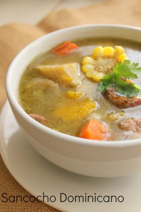 Sancocho Dominicano, Sancocho Recipe, Dominicano Recipes, Dominican Recipes, Meat Soup, Meat Stew, Smoked Pork Chops, Dominican Food, Rican Food