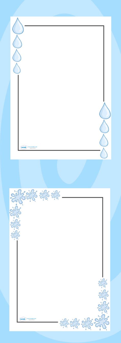 Twinkl Resources >> Water Page Borders  >> Classroom printables for Pre-School, Kindergarten, Elementary School and beyond! Topics, Water, Printable Writing Paper, Borders Water Border Design, Borders Classroom, Preschool Memory Book, Page Boarders, Paper Borders, Boarders Designs For Projects, Printable Writing Paper, Project Cover Page, File Decoration Ideas