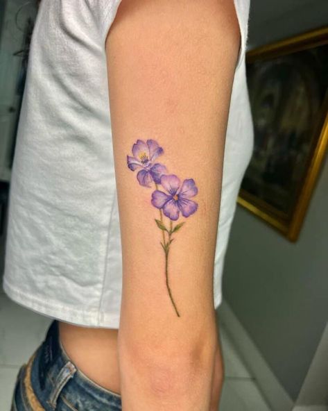 1. Vibrant violets Gladiolus And Violet Flower Tattoo, Colored Simple Tattoos, Violet Iris Primrose Tattoo, Violet Flower Tattoo Color, Purple Violet Tattoo, Violets Flower Tattoo, Flower Colored Tattoo, Flower Tattoos Purple, Violet And Primrose Flower