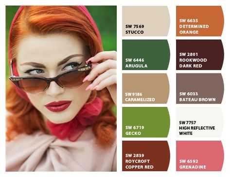 Redhead Color Analysis, Red Green Cream Color Palette, Red Head Color Palette, Redhead Fashion, Ginger Hair Color, Red Colour Palette, Color Me Beautiful, Head Color, Color Palate