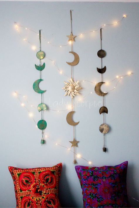 ☽ ✩ ☾Moon Phases / Sun Moon Stars Wall Hanging Decor + Twinkle Lights by Lady Scorpio | Shop Now@LadyScorpio101 | Photography by Luna Blue @Luna8lue Film Decor, Decoration Ramadan, Ramadan Decor, Diy Wand, Ramadan Decoration, Decor Ikea, Handmade Things, Décor Boho, Bohol