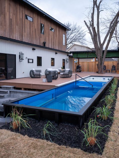 Mod Pool, Piscina Container, Shipping Container Swimming Pool, Shipping Container Pool, Container Pool, Backyard Design Ideas Budget, Small Backyard Design Ideas, Backyard Design Layout, Diy Swimming Pool