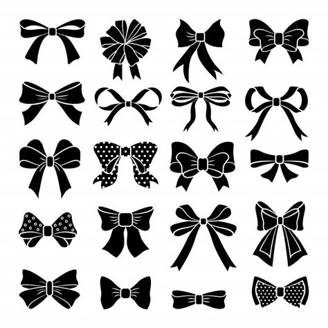 Monochrome vector bows and ribbons set. holiday illustrations isolate | Premium Vector #Freepik #vector #ribbon #icon #gift #fashion Bow Silhouette, Bow Tattoo Designs, Bow Vector, Disney Silhouettes, Plakat Design, Christmas Bow, Decorative Bows, Bow Set, Holiday Illustrations