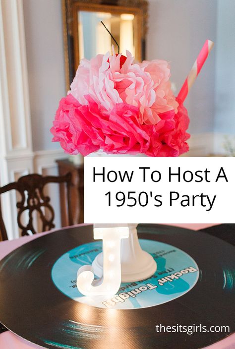 1950s Retro Sock Hop Party Ideas | The SITS Girls Retro Party Ideas, Sock Hop Party Ideas, 50s Party Decorations, Elvis Party, 50s Sock Hop, Grease Party, 50s Theme Parties, Sock Hop Party, Diner Party