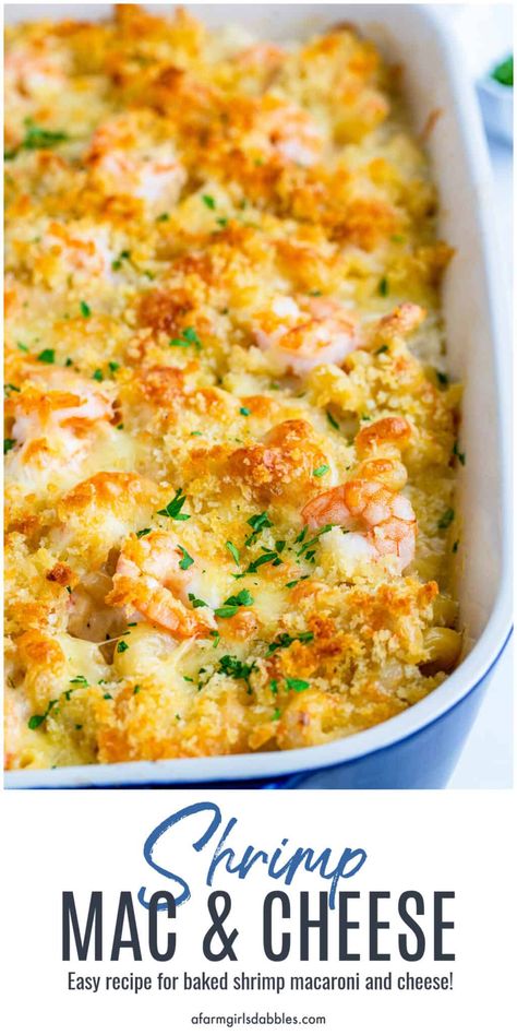 Shrimp Mac And Cheese Recipe, Shrimp Mac And Cheese, Easy Macaroni And Cheese Recipe, Easy Macaroni And Cheese, Mediterranean Seafood, Easy Baked Shrimp, Recipe With Shrimp, Shrimp Casserole, Seafood Mac And Cheese