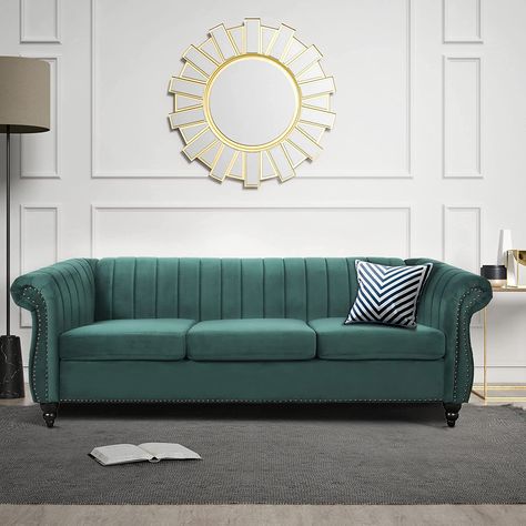 Sofa Design Living Rooms, Blue Sofas, Sofa Couch Design, Velvet Sleeper Sofa, Tufted Couch, Couch For Living Room, Upholstered Couch, Modern Sofa Designs, Living Room Sofa Design