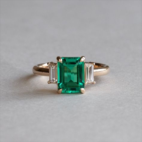 All things emeralds Emerald Gold Ring Vintage, Emerald 3 Stone Ring, Three Stone Emerald Ring, Emerald Ring Vintage Gold, Art Deco Emerald Engagement Ring, Diamond Ring With Emerald Accents, Emerald Cut Emerald Engagement Ring, Emerald Stone Engagement Ring, Diamond And Emerald Engagement Ring