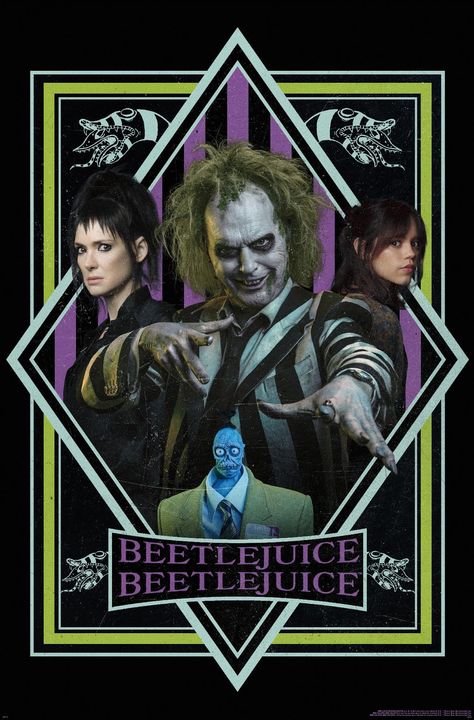 PRICES MAY VARY. This Trends Beetlejuice Beetlejuice - Group Wall Poster uses high-resolution artwork and is printed on PhotoArt Gloss Poster Paper which enhances colors with a high-quality look and feel High-quality art print is ready-to-frame or can be hung on the wall using poster mounts, clips, pushpins, or thumb tacks Officially Licensed wall poster Easily decorate any space to create the perfect decor for a party, bedroom, bathroom, kids room, living room, office, dorm, and more Perfect si Beetlejuice 2 Poster, Beetlejuice Beetlejuice Poster, Simple Room Posters, Cute Wall Posters, Beetlejuice Bedroom, Beetlejuice Artwork, Edgy Posters, Beetlejuice Print, Beetlejuice Movie Poster