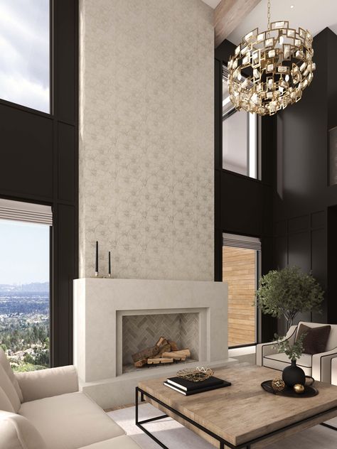 Viviano | Blossom Bronze Limestone Tile, 18 x 18 - Floor & Decor Fireplace Mantle With Tile Surround, Tile Baseboard Living Room, Travertine Fireplace Ideas, Tile Wall Living Room, Gray Marble Fireplace, Updating Fireplace, Limestone Tile Floor, Black Marble Living Room, Moroccan Fireplace