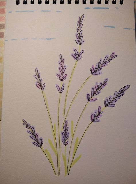 ❁ Lavender ❁ Lavender Drawings Simple, Lavender Plant Drawing Easy, Lavender Aesthetic Flower Drawing, How To Draw Lavender Flowers, Lavender Sketch Simple, Lavender Painting Aesthetic, Lavender Sprigs Drawing, Lilac Flower Drawing Simple, Lavender Flower Drawing Simple