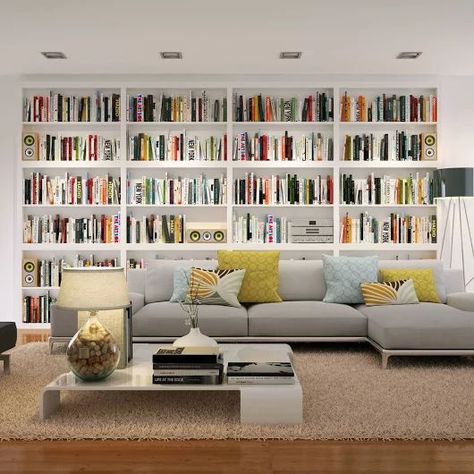 Home Library Rooms, Bookshelves In Living Room, Kabinet Dapur, Home Library Design, Clutter Free Home, Furniture Classic, Wall Bookshelves, Home Libraries, Built In Bookcase