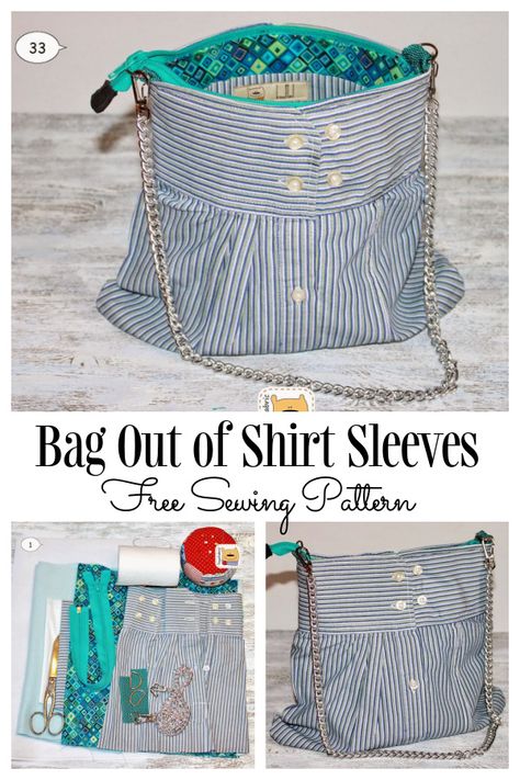 DIY Upcycled Shirt Tote Bag Free Sewing Patterns | Fabric Art DIY Upcycle Clothes Into Bags, Recycled Mens Shirts Upcycling, How To Make Bags From Clothes, Diy Purse Patterns Free, Diy Purse Patterns, Shirt Upcycle Diy, T Shirt Bags, Fabric Art Diy, Shirt Upcycle