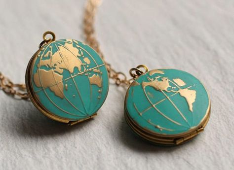 Earth Necklace, Globe Necklace, Travel Necklace, Silk Purse, Map Pendant, Map Globe, Map Necklace, Locket Necklace, Personalized Necklace