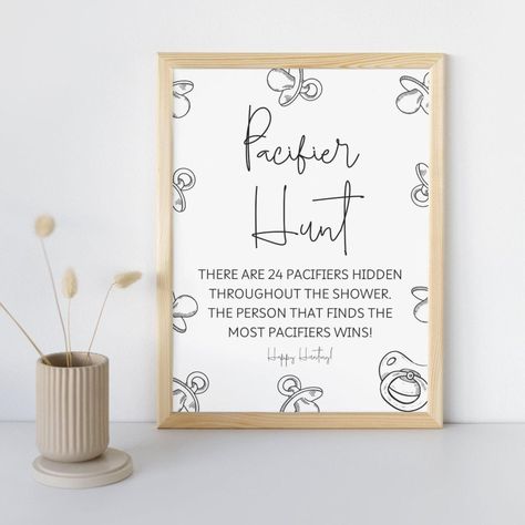 Pacifier Hunt Baby Shower Game, Find the Most Hidden Pacifiers, Baby Scavenger Hunt, Editable Canva Template Pacifier Game, Co-ed Baby Shower Games, Pacifier Hunt, Easy Baby Shower Games, Scavenger Hunt Games, The Pacifier, Coed Baby Shower, Fun Adventure, Canva Pro