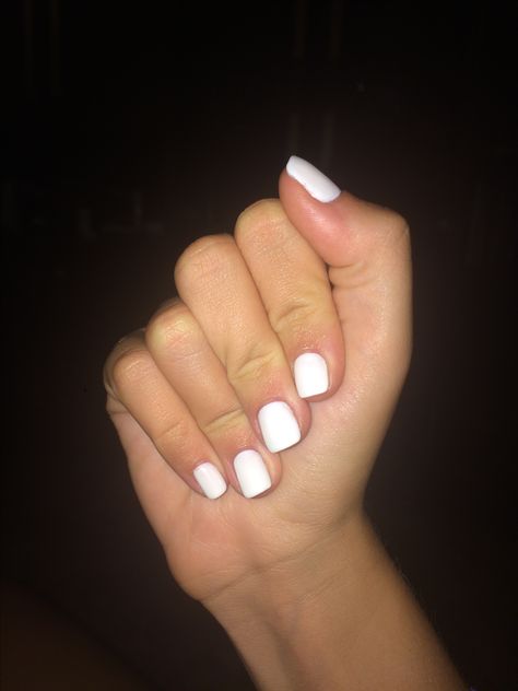 Short White Matte Nails, Really Short White Acrylic Nails, Really Short White Nails, White Dip Powder Nails Short, White Short Gel Nails, Short White Nails Acrylic, White Shirt Nails, White Nails Natural, White Matte Nails