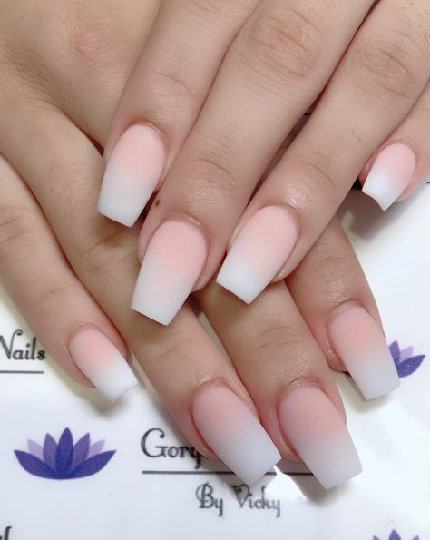 Matte pink& white ombré Pink White Nails, Acrylic Nails Nude, Ombre Acrylic Nails, White Ombre, White Nail Designs, Matte Pink, Dipped Nails, Fire Nails, Minimalist Nails