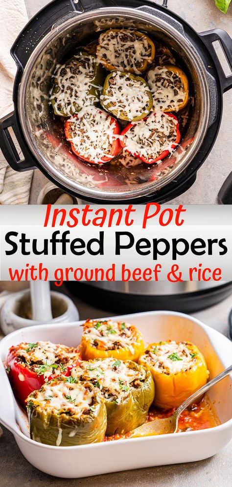 Instapot Dinner Ideas Healthy, Easy Dinner Recipes For Family Instapot, Instant Pot Stuffed Bell Peppers, Instant Pot Stuffed Peppers, Food Ninja, Stuffed Veggies, Apartment Meals, Instapot Meals, Comfort Dinner