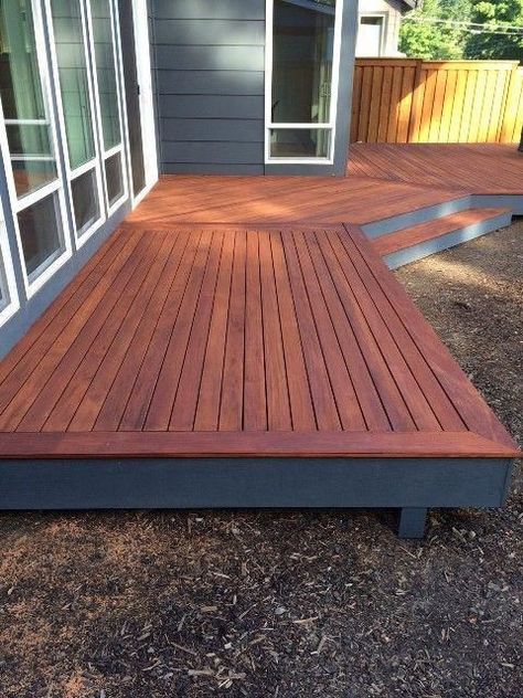 Diy Deck, Mahogany Deck, Mahogany Decking, Wooden Deck, Patio Deck Designs, Deck Designs Backyard, Decks Backyard, Backyard Deck, Hus Inspiration