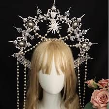 Halo Crowns, Corpse Bride Wedding, Halo Cosplay, Fantasy Crown, Gothic Crown, Headpiece Diy, Tiara Headband, Sun Goddess, Halo Crown