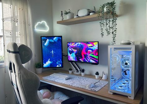 Y2k Bedroom, Gaming Desk Setup, Battle Station, Cozy Desk, Gamer Room Decor, Desktop Setup, Office Room Decor, Study Room Decor, Gaming Room Setup