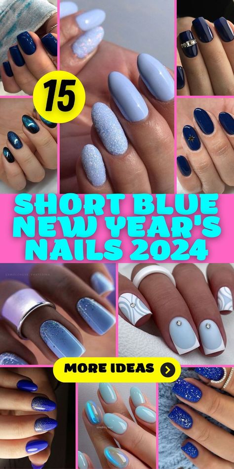 Step into 2024 with a touch of sophistication and charm courtesy of captivating short new years nails blue 2024. These nail designs are all about embracing the new year with a trendy and minimalist vibe. Whether you choose royal blue, navy, or sky blue, your nails will be on point. Explore acrylic nails featuring French tips, simple nail art, and elegant butterfly details, adding a touch of prettiness to your winter look. Get ready to shine this New Year's Eve with your chic nail art. Oval Nails Winter, New Years Nails Blue, Almond Oval Nails, Short New Years Nails, Pink Winter Nails, Winter Nails 2023, Christmas Nail Designs Acrylic, Light Blue Nail Designs, Nails 2023 Trends