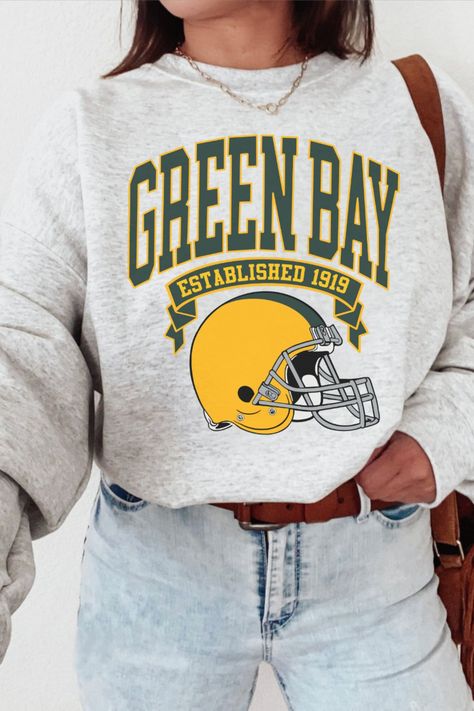 Green Bay Football Crewneck, Vintage Sweatshirt, Game Day Pullover, Green Bay Packers 90s Style Football Crew Packers Sweatshirt, New York Football, Detroit Lions Football, Kansas City Football, Football Sunday, Gifts For Football Fans, Football Sweatshirt, Gifts For Sports Fans, Jacksonville Florida