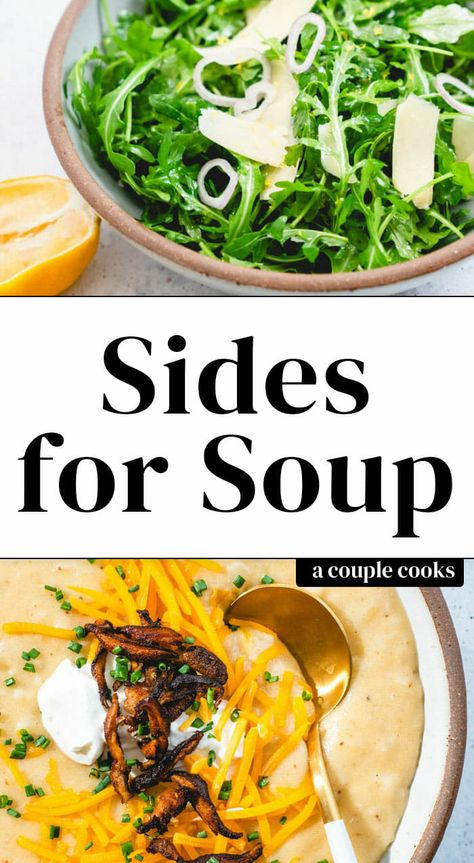 10 Best Sides to Serve with Soup – A Couple Cooks Soup And Side Dishes, Sides For Soup Dinners Simple, Sides With Soup Simple, Appetizers To Serve With Soup, Salad Recipes That Go With Soup, Side Dish For Potato Soup, Soup Menu Ideas, Appetizers With Soup, Side Dishes To Go With Soup