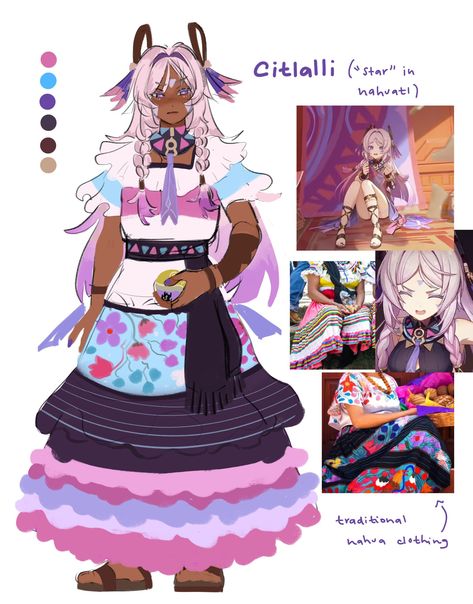 Yoimiya Redesign, Genshin Redesign Art, Nilou Redesign, Natlan Oc, Genshin Impact Redesign, Genshin Redesign, Oc Redesign, Mayan Art, I Dont Have Friends