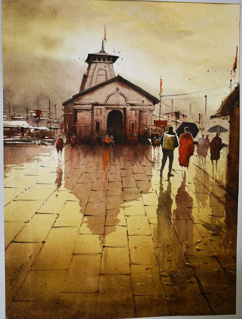 Kedarnath India Painting Instagram, Canvas Art Painting Abstract, Watercolor Scenery, Watercolor Portrait Painting, Watercolor Art Landscape, Watercolor Paintings Nature, Watercolor Architecture, Beautiful Art Paintings, Scenery Paintings