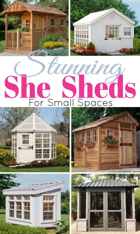 She Shed Camper Ideas, Small Pool House Ideas Shed, Rustic She Shed Interior Ideas, Small She Shed Ideas, Beautiful Sheds, Small Shed Ideas, Small She Shed, Diy She Shed, She Shed Plans