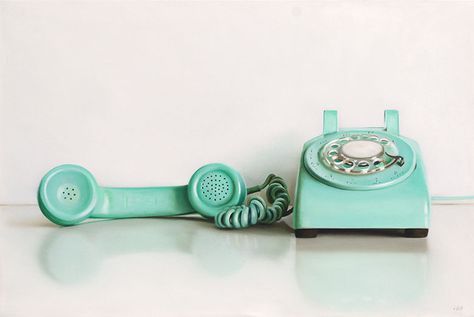 Mint Rotary Telephone – Off The Hook / 16 x 24 / oil on canvas / 2013 Rotary Phone Off The Hook, Phone Off The Hook, Journaling Pictures, Tattoo Fillers, Oil Painting Basics, Phone Off, Object Reference, Drawing Models, Rotary Telephone