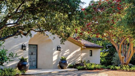 A Mediterranean-Style Montecito Abode Gets A Refresh — Luxe Interiors + Design Coastal Mediterranean Interior Design, Coastal Mediterranean, Mediterranean Style Home, Luxe Interiors, Interiors Design, Green Landscape, California Homes, Lush Garden, Architectural Inspiration