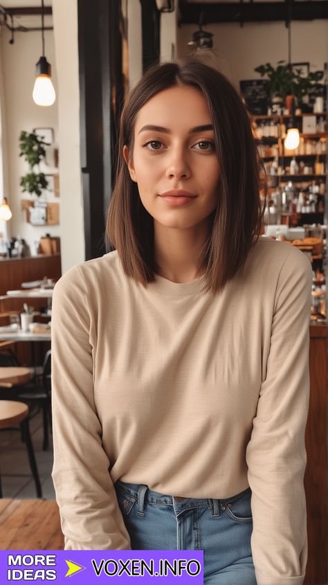 23 Effortless Style: Explore Top Low Maintenance Long Bob Haircuts Fall Long Bob Hairstyles, Middle Part Straight Bob, Lob No Layers, Bob Shoulder Length, Brown Long Bob Haircut, Brown Hair Bob Medium, Long Brunette Bob, Long Bob For Thick Hair, Low Maintenance Haircut Straight Hair