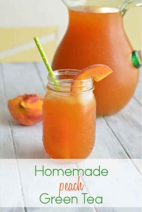 Peach Green Tea Recipe, Green Iced Tea, Green Tea Lemonade, Sweet Tea Recipes, Peach Green Tea, Simple Healthy Recipes, Tea Drink Recipes, Green Tea Recipes, Iced Green Tea