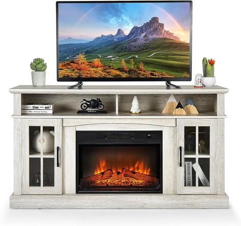 Tv Camino, Electric Fireplace Tv, Small Decorations, Tv Entertainment Centers, Fireplace Entertainment Center, Electric Fireplace Heater, Tv Stand Cabinet, Fireplace Entertainment, Electric Fireplace Tv Stand