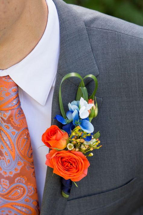 Blue And Orange Suit Men, Navy Suit Orange Tie, Black Suit Blue Shirt, Blue Wedding Suit Groom, Hoco Flowers, Wedding Suits Men Grey, Blue Groomsmen Suits, Hoco 2023, Montana Summer