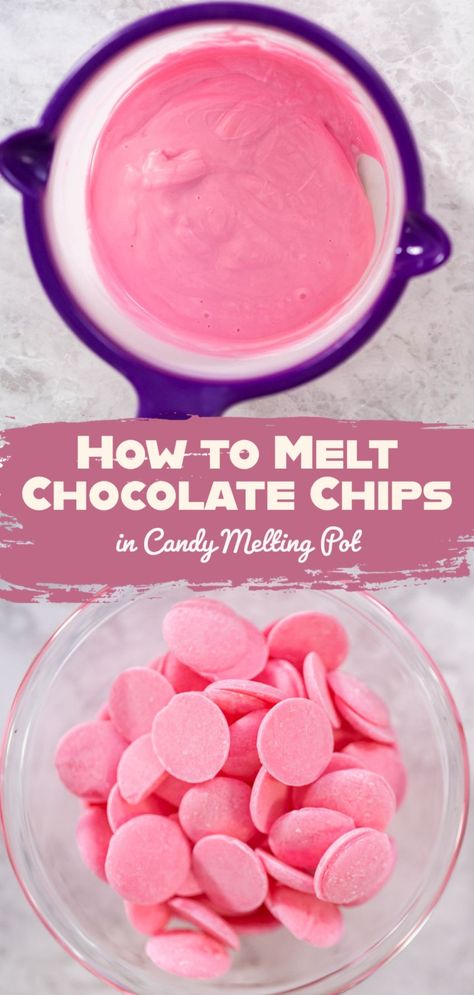 How to Melt Chocolate Chips in Candy Melting Pot Bundt Cake Glaze, How To Melt Chocolate, Candy Melt, Candy And Chocolate, Ice Cream Sundae Bar, Diy Hot Chocolate, Sundae Bar, Homemade Candy, Chocolate Curls