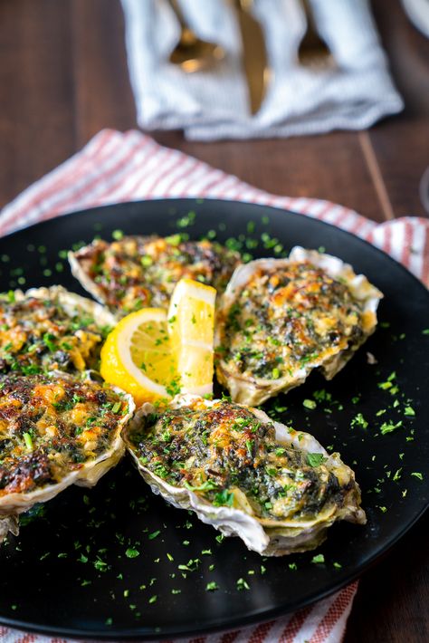 Oysters Rockefeller | 12 Tomatoes Rockafeller Oysters Recipes, Rockefeller Oysters Recipes, Mushrooms Rockefeller, Charbroiled Oysters Recipe, Rockefeller Oysters, Oyster Rockefeller, Smoked Oysters, Oysters Rockefeller, Oyster Recipes