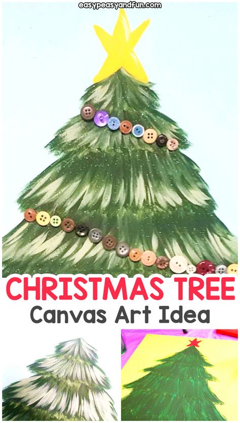 Christmas Tree Canvas Painting Tutorial - Easy Peasy and Fun Christmas Craft Canvas, Pine Tree Painting Easy, Christmas Tree Painting On Canvas, Painting A Christmas Tree, Christmas Tree Painting Easy, Christmas Painting For Kids, Kids Christmas Canvas, Christmas Tree Canvas Painting, Make Your Own Christmas Tree