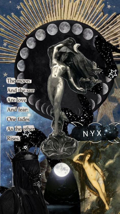 #nyx #goddess #greekmythology #greekgoddess #night #nighttime #greenaesthethic #darkblue #stars #moon Nyx Night Goddess, Nyx Illustration, Nyx Goddess Aesthetic, Nyx Greek Goddess, Nyx Aesthetic, Nyx Goddess, Dark Goddess, Goddess Aesthetic, Wiccan Magic